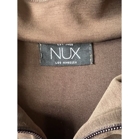 NUX Los Angeles Brown Zip Jacket Womens XL Fitted Athleisure Yoga Stretch - Picture 2 of 10